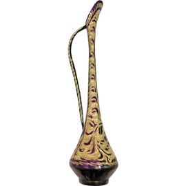 NatureBoost Carved Metal Vase. Handcrafted Brass Floor Flower Vase. Unique Gift Idea. Home Décor (Large)