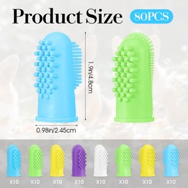 80 Pcs Dog Toothbrush Silicone Finger Brush for Teeth Cleaning Pet Oral Care Tool for Small Dogs Cats Rabbits Puppy Dental Hygiene (White, Green, Yellow, Blue, Purple, Lake Blue, 2 Styles)