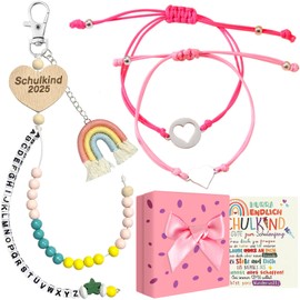 LEACCO School Gift Girl with Rake Chain 1st Class Mother Daughter Bracelet School Child 2025 Girls Bracelet Calculator Chain School Cone Filling Lucky Charm First Day of School Gifts for First Day of