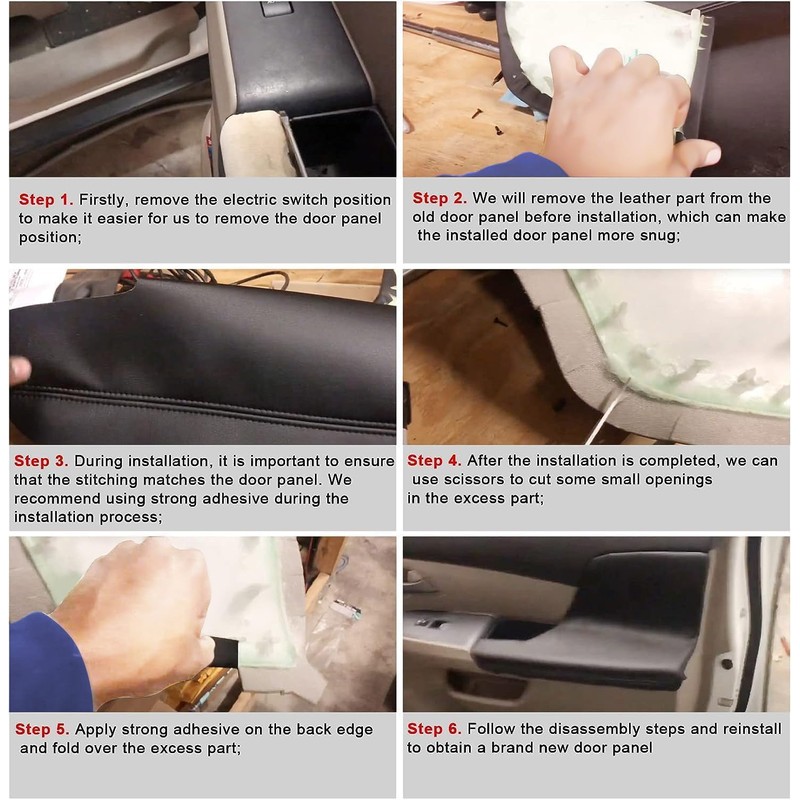 Priprilod 2pcs Leather Black Door Armrest Replacement Cover Compatible with