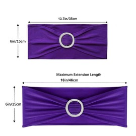 Albassa Chair Sashes Spandex Stretch Chair Bows with Buckle Slider for Wedding Party Decorations (Purple, 50PCS)
