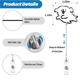 Cute Fluffy Puppy Retractable Badge Reel, Whimsical ID Badge Holder for Office & Work - Retractable ID Clip for Name Tags, Cards & Badges