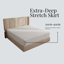 IMFAA Quilted Single Mattress Protector & Mattress Topper, Soft Breathable Quilted Pad, Extra Deep 30cm Fitted Stretch Skirt, Anti-Allergy Noiseless Bed Cover, Machine Washable (90x190+30) Cm