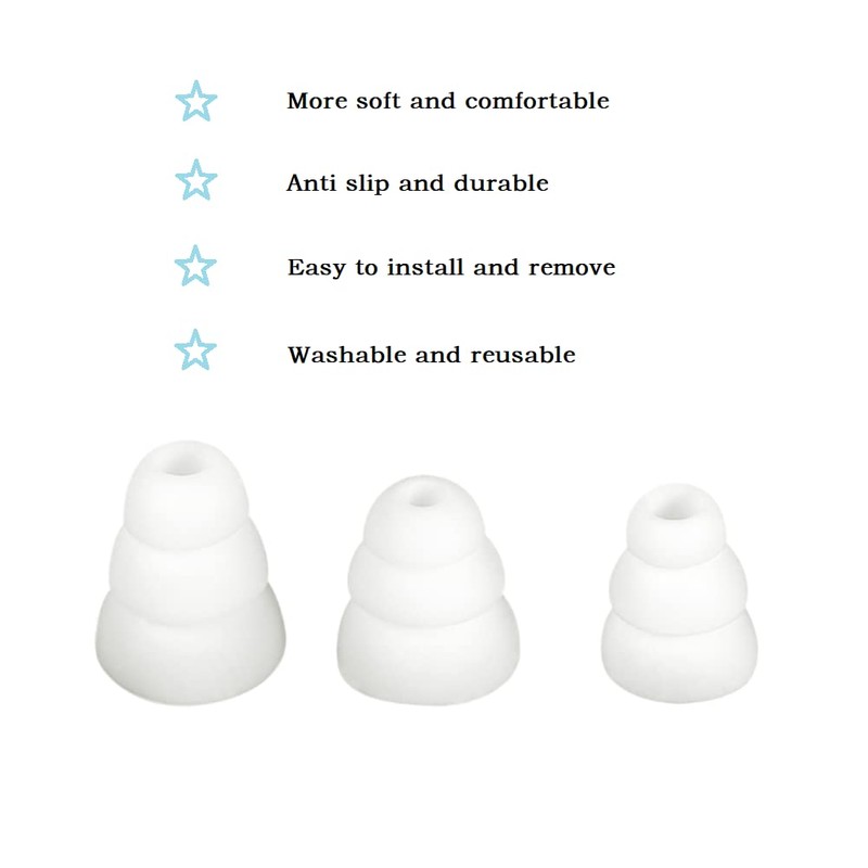 Triple Flange Eartips Soft Silicone Replacement Earbud Tips Fit for