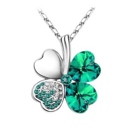 CrownOfRibbons Four Leaf Clover Good Luck Necklace for Women, in a Gift Bag