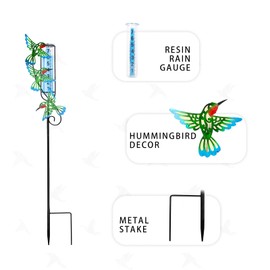 MUMTOP Rain Gauge Outdoor Freeze Proof, 36 Inch Large Number Easy Read Water Measure Gauge for Lawn, Yard and Garden(Hummingbird)