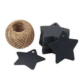 Star Gift Tags 100PCS Paper Gift Tags with String Kraft Gift Tag with 100 Feet Natural Jute Twine (Black)
