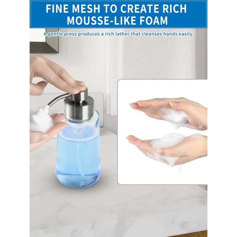 Doiliese Foaming Hand Soap Dispenser Set, 16 oz Large Glass