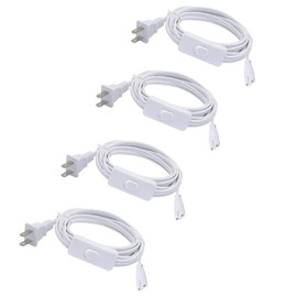 YCSSSD T5 T8 Led Tube Light Power Extension Cord Grow Plug Cable Connecting Integrated Wire Replacement Fixture with On/Off Switch (6FT/1.8M), 2 Prong 4PCS
