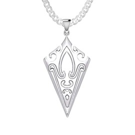 US Jewels Men's 925 Sterling Silver Norse Mammen Vikings Arrow Head Pendant 2.3mm Curb Necklace, 24in