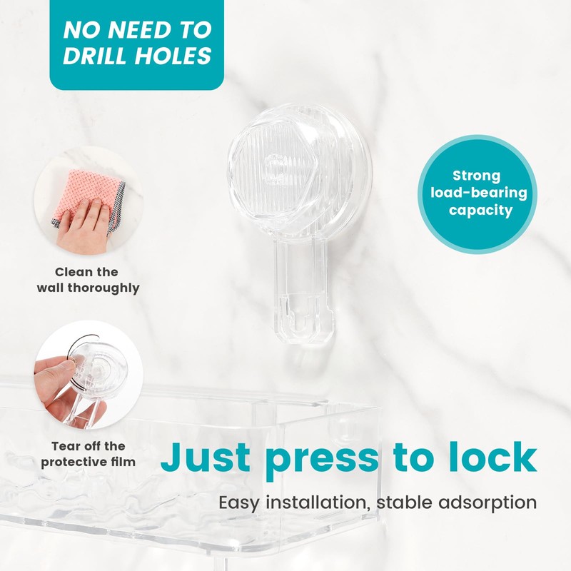 AwObEpl 2 Pack Suction Cup Shower Caddy Clear Waterproof Shower
