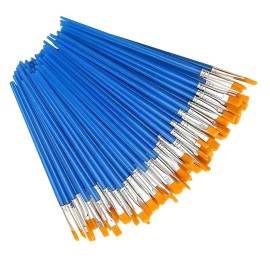 Unbranded 100Pcs Nylon Hair Oil Paint Brush Flat Brush Acrylic DIY Drawing Pen Kit 17cm