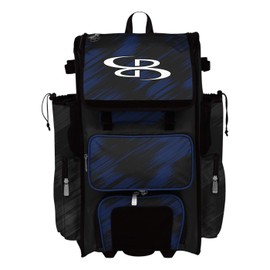 Boombah Rolling Superpack 2.0 Scratch Baseball/Softball Gear Bag - 23-1/2" x 13-1/2" x 9-1/2" - Black/Royal - Telescopic Handle - Holds 4 Bats - Wheeled Version