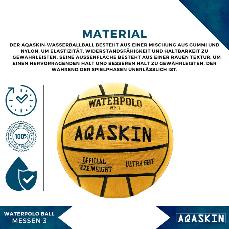 AQASKIN Water Polo Ball Yellow Rubber 1 Size 3 1