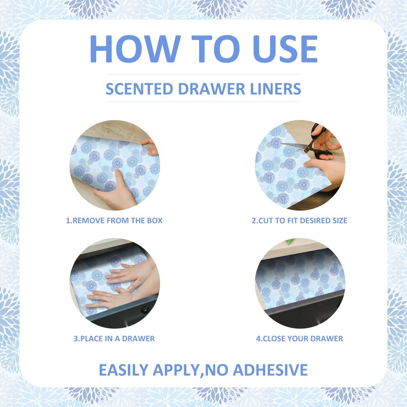 Scented Drawer Liners Perfect for Dressers, Wardrobes, Drawers, Shelves, 6