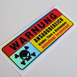 Folien-Zentrum - 2 x Warning Intake Area Flip Flop 13.5 x 5 cm - High-Quality Car Tuning Sticker - OEM & JDM Car Sticker - Funny Stickers for Car - Stickerbomb - Car Sticker - Made in Germany (2)