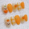 Tangerine bear handmade nail tip - short ballerina / 귤