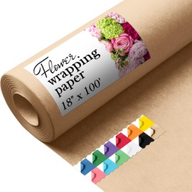 Paclord Flower Wrapping Kraft Paper, 18" x 1200" (100 ft), 45 lbs Thickness – Brown Wrapping Paper for Flowers, Floristic Shops, and Flower Decorations – Brown Colored Kraft Florist Paper