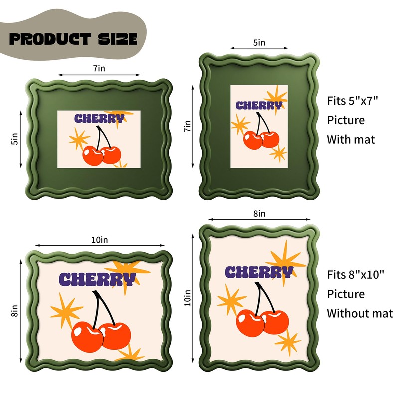 YESKAY 8x10 Picture Frame with Mat for 5x7,Cute Wavy Edge