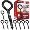 8PCS Screw Eyes, 3.2 Inch Black Eye Hooks Screw Self