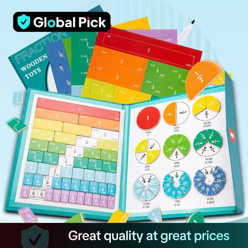 Magnetic Fraction Demonstration Book, 1 Set Math Teaching Aid, Learning