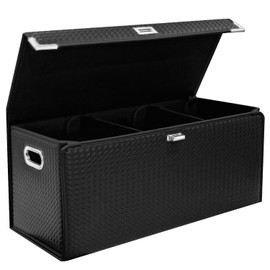 Wuatow Trunk Organizer for SUV,Car Trunk Organizer with Lid,New Car Essentials,Multi-Functional,Foldable Cargo Trunk Storage Box-Black-XL