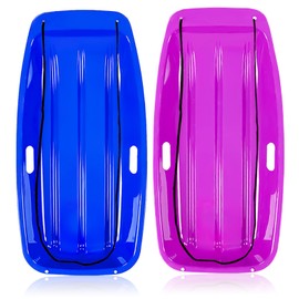 Snow Sled, Classical Snow Toys for Kid and Adult with Handles and Ropes 1-2 Rider for Winter Skiing Snowboard Outdoor Sledding Gift 35"