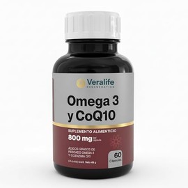 Suplemento Omega 3 y Coenzima Q10-60 Cápsulas | Vitaminas con Ácidos Grasos de Pescados Omega-3 y Coenzima Q10 | Suplemento Alimenticio Sin Azúcar y d