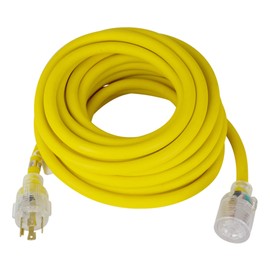 TEMCo 40 ft L14-30 - 30Amp Extreme Cold Weather Generator Extension Power Cord w/Lighted Plugs SJEOW Insulation Remains Flexible to -58F(-50C) 10 Gauge 4 Prong 125/250V 7500W UL Listed 1 YearWarranty