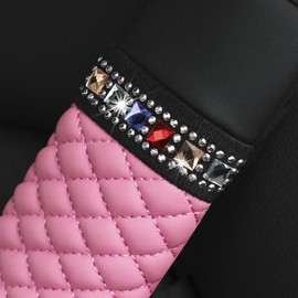 1 x Car Seat Belt Pad, PU Leather Crystal Glitter Bling Bling Car Seat Belt Protection, Seat Belt Padding for Car Seat Belt, Shoulder Pad, Protective Cushion, Pink