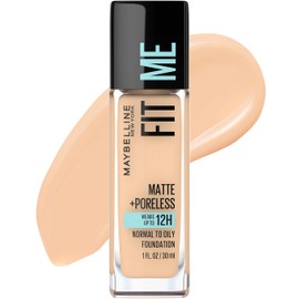 MAYBELLINE Maybelline Fit Me Matte + Poreless Liquid Oil-Free Foundation Makeup, Classic Ivory, 1 Count (Packaging May Vary)