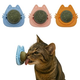 GadgetPawsUSA - Catnip Balls for Cats Wall - 3 Pack Edible Kitty Toys for Cats Lick - Safe Healthy Kitten Chew Toys - Teeth Cleaning Dental Cat Toys - Silvervine 2 Inch Pink Blue Orange