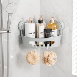 TAILI Corner Shelf Hanging Shower Shelf Corner Suction Cup No Drilling Shower Organiser Shower Shelf Suction Cups Shower Gel Holder Removable Load Capacity 10 kg Waterproof for Shampoo and Shower Gel