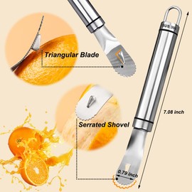 Orange Peelers Orange Peeler Tool Citrus Peeler Stainless Steel Slicer Cutter Peeler Remover Humanized Design Handle Serrated Curved Spade Blade Triangular-shaped Slip Blade Fruit Tools Kitchen Gadget