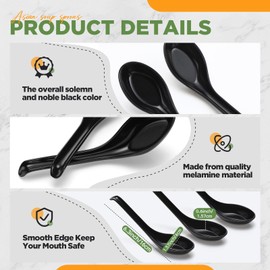 Hushee 200 Pcs Asian Soup Spoon Chinese Soup Spoons Bulk Large Noodle Ramen Spoons Reusable Japanese Noodle Spoons Wonton Rice Dumpling Pho Spoon Dinner Spoons for Home Restaurant Kitchen