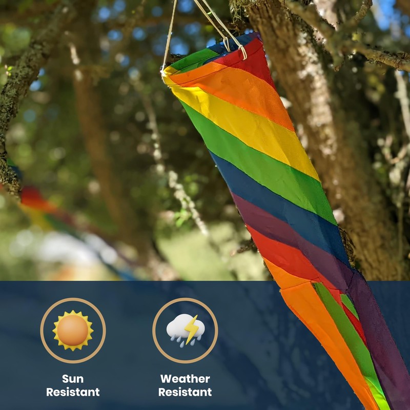 Madrona Brands Spiral Rainbow 60 Inch Windsock | Durable Outdoor