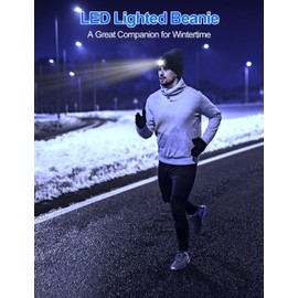 Bluetooth Beanie Hat with LED Light, Beanie Cap Wireless Headset Music Hat Tech Gifts for Men Women Teen Boys Girls, LED hat