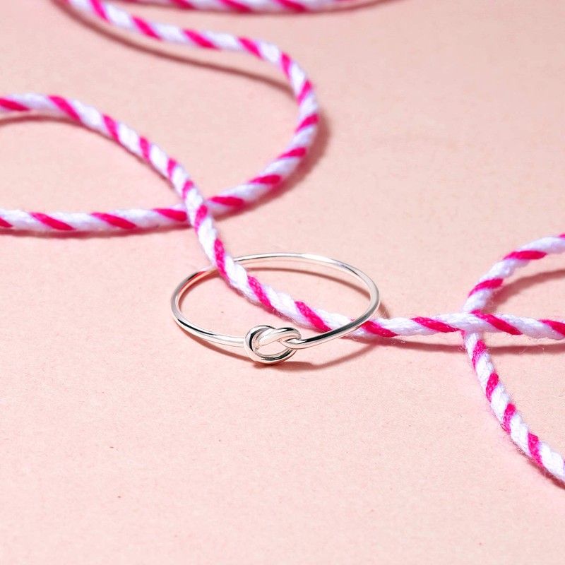 Modern Dainty Delicate Stackable Thin Band Love Knot 925 Sterling