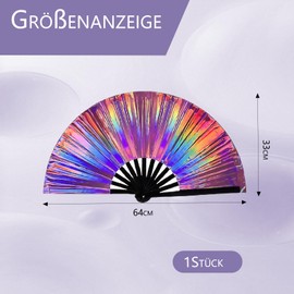 oooaooo Fan Festival, Fan Large, Decorative Hand Fan for Dance, Drag Queene Party, Music Festival, Performance, Carnival, Wedding, Gifts, Club, Luminous Design