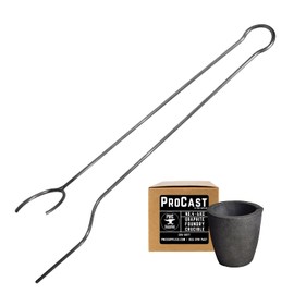 ProCast #4 6Kg Clay Graphite Crucible and Horizontal Heavy Duty Pouring Foundry Tongs Kit for Propane Furnace Melting Copper Gold Silver Brass Bronze Crucible Tongs …