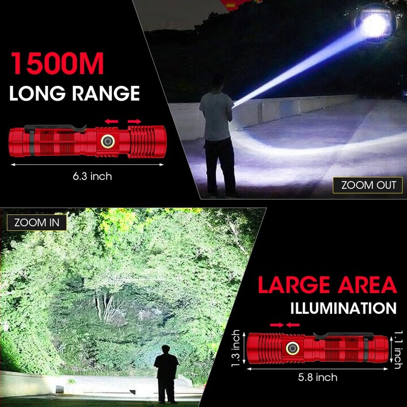 Spriak Rechargeable Flashlight High Lumens, High Lumens Super Bright Flash