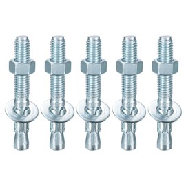 DTGN 1/2" x 3-3/4" Wedge Anchors - 5Pack - Good for Cement and Concrete Wall - Carbon Steel Zinc Plated Screw Bolt Nut Expansion Tube Fasteners