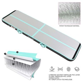 Inflatable Air Gymnastics Mat Gymnastics Track Training Mats Yoga Floor Cheerleading Landing Taekwondo Training Kungfu Exercise Mats with Electric Air Pump for Home Gymnasium Beach Park and Water Use