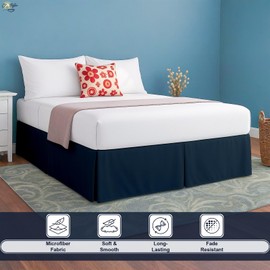 Cottington Lane - Falda de cama plisada de lujo, tamaño Queen, esquinas divididas en caída, de 15 pulgadas, diseño de lujo de 1800, ultra suave, a medida, plisada, con volantes, aspecto clásico y