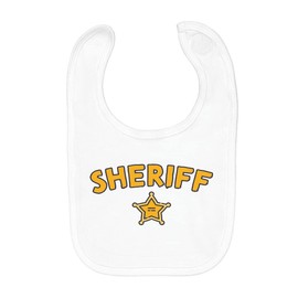 Fabulous Organic Cotton Baby Bib Sheriff Star Police Far West Comics, White
