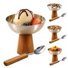 Lonshield Stainless Steel Dessert Bowls Set of 4 with Wooden