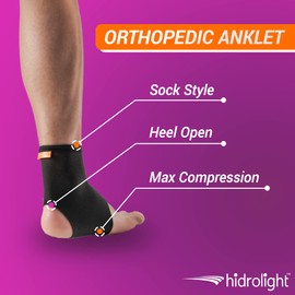 HIDROLIGHT – Ankle Support Brace Sleeve - Compression Orthopedic Anklet for Sprained Ankle for Women & Men, Plantar Fasciitis Relief, Tendonitis, Injury Recovery, Injured Foot
