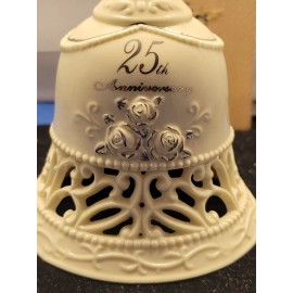 Enesco 25th Anniversary Bell w Gingerbread Hand Painted Floral Theme 320