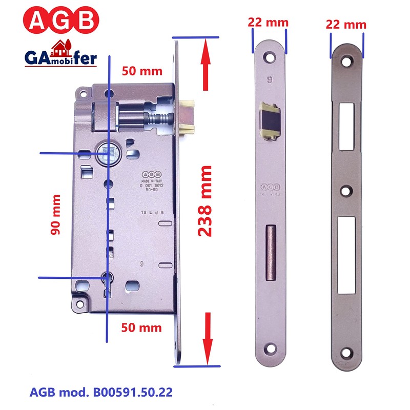 Installation Lock for Interior Door AGB Series Patent Large (Fr.