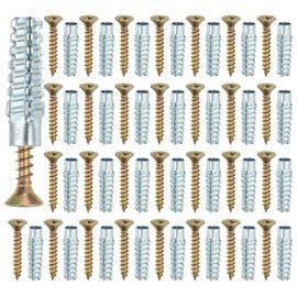 PATIKIL 30 Pcs Drywall Hollow Wall Anchors with Screws 0.24 x 1.5, Steel Dry Wall Anchors Kit for Wooden Concrete Plaster Hinge Hole Repair, Silver (8 x 38mm)